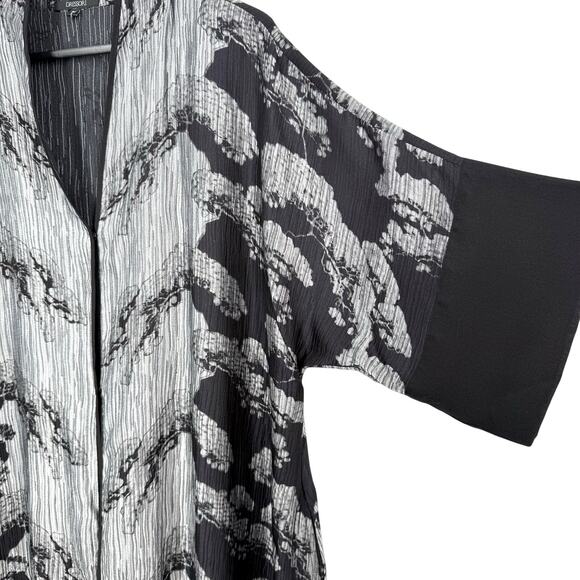 DRESORI Plus Size 2X SILK BLEND Black Wearable Art Blouse Shirt Top Jacket - Picture 6 of 9